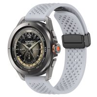 Banda din silicon perforată cu cataramă magnetică - Gri, 22 mm