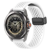 Banda din silicon perforată cu cataramă magnetică - Alb, 22 mm