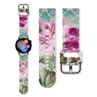 eses Silicon bandă florală - Roz/Verde, 22 mm
