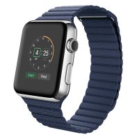 Brățară din piele magnetică pentru Apple Watch - Albastră 42mm, 44mm, 45mm, 49mm