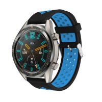 Brățară din silicon perforată - Negru-albastru, 22 mm