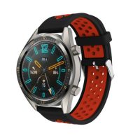 Brățară din silicon perforată - Negru-roșu, 22 mm