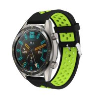 Brățară din silicon perforată - Verde-negru, 20 mm