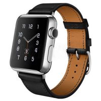 Ceas din piele eses 38mm, 40mm, 41mm pentru Apple Watch - Cu gravură "Toate cele bune", negru cu alb