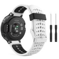 Brățara din silicon pentru Garmin cu perforații - Alb și negru, 15 mm