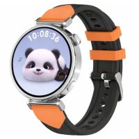 eses Brățară sport din silicon pentru Huawei Watch GT 5 41mm și GT 6 41mm - Negru-portocalie, 18 mm
