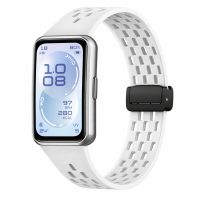 Brățară din silicon perforată cu cataramă magnetică pentru Huawei Band 11 și Huawei Band 11 Pro - Albă