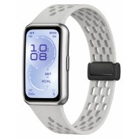 Brățară din silicon perforată cu cataramă magnetică pentru Huawei Band 11 și Huawei Band 11 Pro - Gri deschis