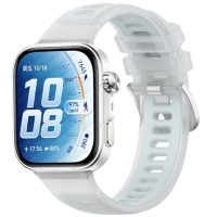 Brățară sport din silicon pentru Huawei Watch Fit 3, 4, 4 Pro, 5 și 5 Pro - Albastră, transparentă