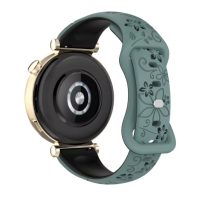 eses Brățară din silicon cu model floral - Verde și negru, 20 mm