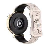 brățară din silicon cu model floral - Bej Negru, 12 mm