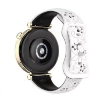 brățară din silicon cu model floral - Alb Negru, 12 mm