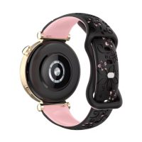 Brățară din silicon eses cu model floral - Negru cu roz deschis, 12 mm