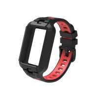 Brățară din silicon cu ramă pentru Honor Band 9, 10 și 11 - Negru-roșu