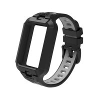 Brățară din silicon cu ramă pentru Honor Band 9, 10 și 11 - Negru-gri