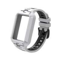 Brățară din silicon cu ramă pentru Honor Band 9, 10 și 11 - Alb-negru