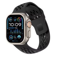 Brățară din silicon eses pentru Apple Watch cu capete înclinate - Negru 38mm, 40mm, 41mm, 42mm