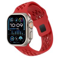 Brățară din silicon eses pentru Apple Watch cu capete înclinate - Roșu 38mm, 40mm, 41mm, 42mm