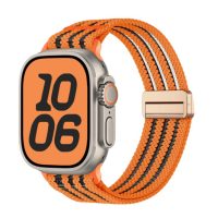 esem curea din nylon pentru Apple Watch cu dungi transparente - Portocalie 42mm, 44mm, 45mm, 49mm