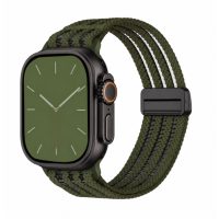 esese Curea din nylon pentru Apple Watch cu dungi transparente - Verde 42mm, 44mm, 45mm, 49mm