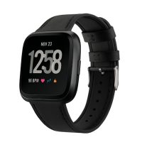 Curea din piele pentru Fitbit Versa - Negru