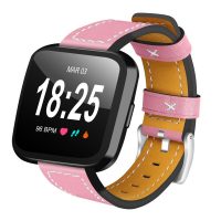 Curea din piele pentru Fitbit Versa - Roz