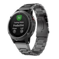 brățară metalică pentru Garmin - Neagră, QuickFit 22 mm