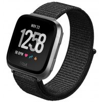 brățară din nylon pentru Fitbit Versa - Neagră