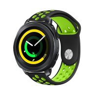 brățară din silicon perforată - Negru/Verde, 20 mm