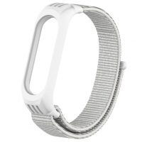 esep Cureaua din nailon cu lăcătuș din silicon pentru Xiaomi Mi Band 3, 4, 5 - Alb-gri