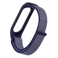 Brățară din nylon cu apășă din silicon pentru Xiaomi Mi Band 3, 4, 5 - Albastră