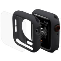 Carcasă ENKAY + sticlă pentru Apple Watch 44mm - Negru