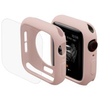 Carcasă ENKAY + sticlă pentru Apple Watch 44mm - Roz