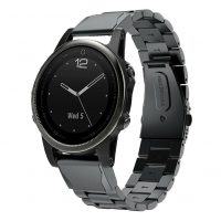 Brățară din metal pentru Garmin - Neagră, QuickFit 20 mm