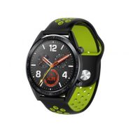 Brățară perforată din silicon - Negru și verde, 22 mm