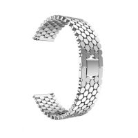 Curea din metal pentru ceas octogonal - Argintie, 22 mm