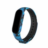 Brățară pentru Xiaomi Mi Band 5, Mi Band 6 și Amazfit Band 5 - Camo albastru