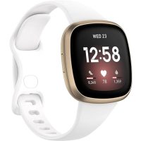 eses Brățară din silicon pentru Fitbit Versa 3 și 4, Sense 1 și 2 - Dimensiune S, Albă