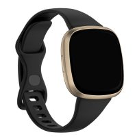 eses Brățară din silicon pentru Fitbit Versa 3 și 4, Sense 1 și 2 - Dimensiune L, Neagră