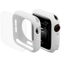 ENKAY Acoperire + sticlă pentru Apple Watch 40mm - Albă