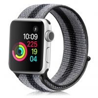 eses Bandă din nylon pentru Apple Watch - Dungă negru-gri 42mm, 44mm, 45mm, 49mm