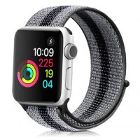 eses Bandă din nylon pentru Apple Watch - Dungă negru-gri 38mm, 40mm, 41mm