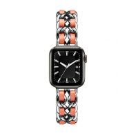 eses Brățară metalică împletită pentru Apple Watch - Argintie-portocalie 38mm, 40mm, 41mm