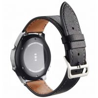 eses Brățară din piele - Neagră cu detalii albe, 20 mm