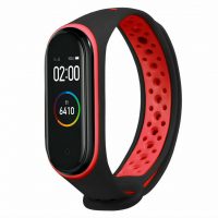 eses Brățară perforată pentru Xiaomi Mi Band 3 și Xiaomi Mi Band 4 - Negru-roșu
