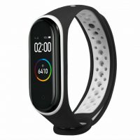 eses Brățară perforată pentru Xiaomi Mi Band 3 și Xiaomi Mi Band 4 - Negru-alb