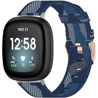 Curea țesută eses pentru Fitbit Versa 3 și 4, Sense 1 și 2 - Cu model, albastru și alb