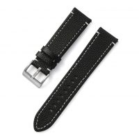 eses Curea din piele - Neagra cu cusaturi albe, 20 mm