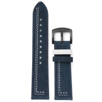 brățară din piele - Albastră cu model alb, 20 mm