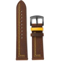 eses Curea din piele - Maro cu model galben, 18 mm